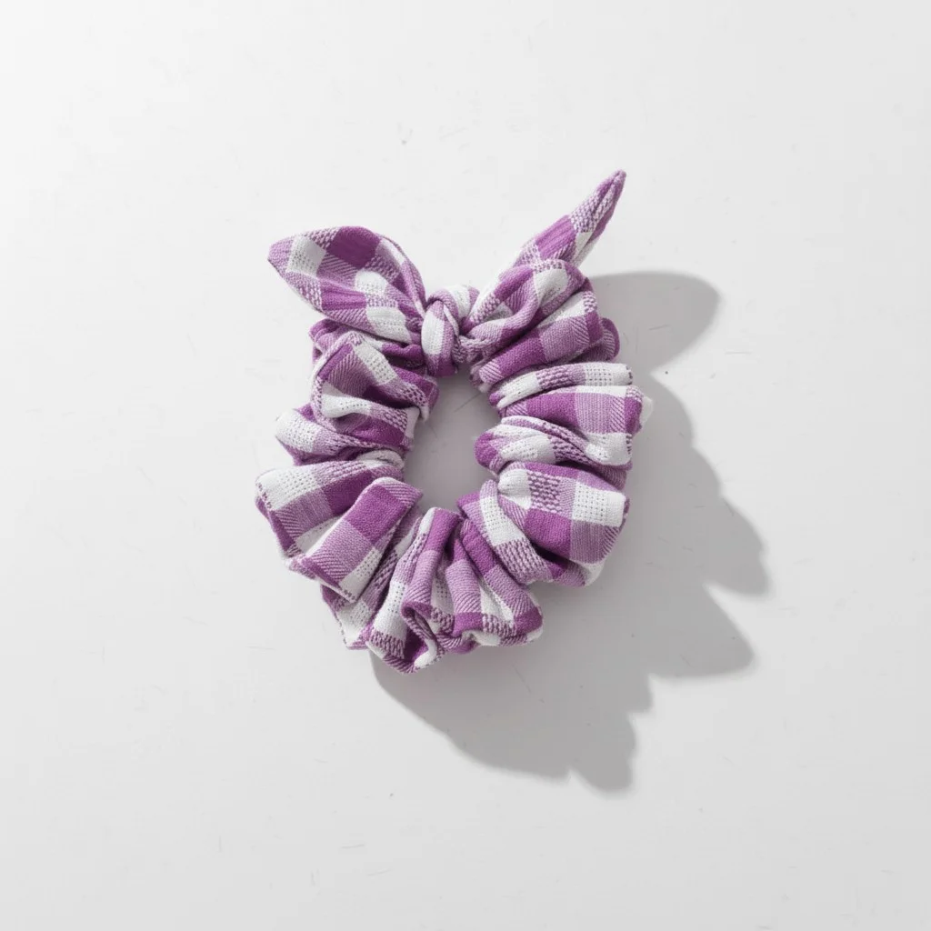 Scrunchie fioletowa kratka