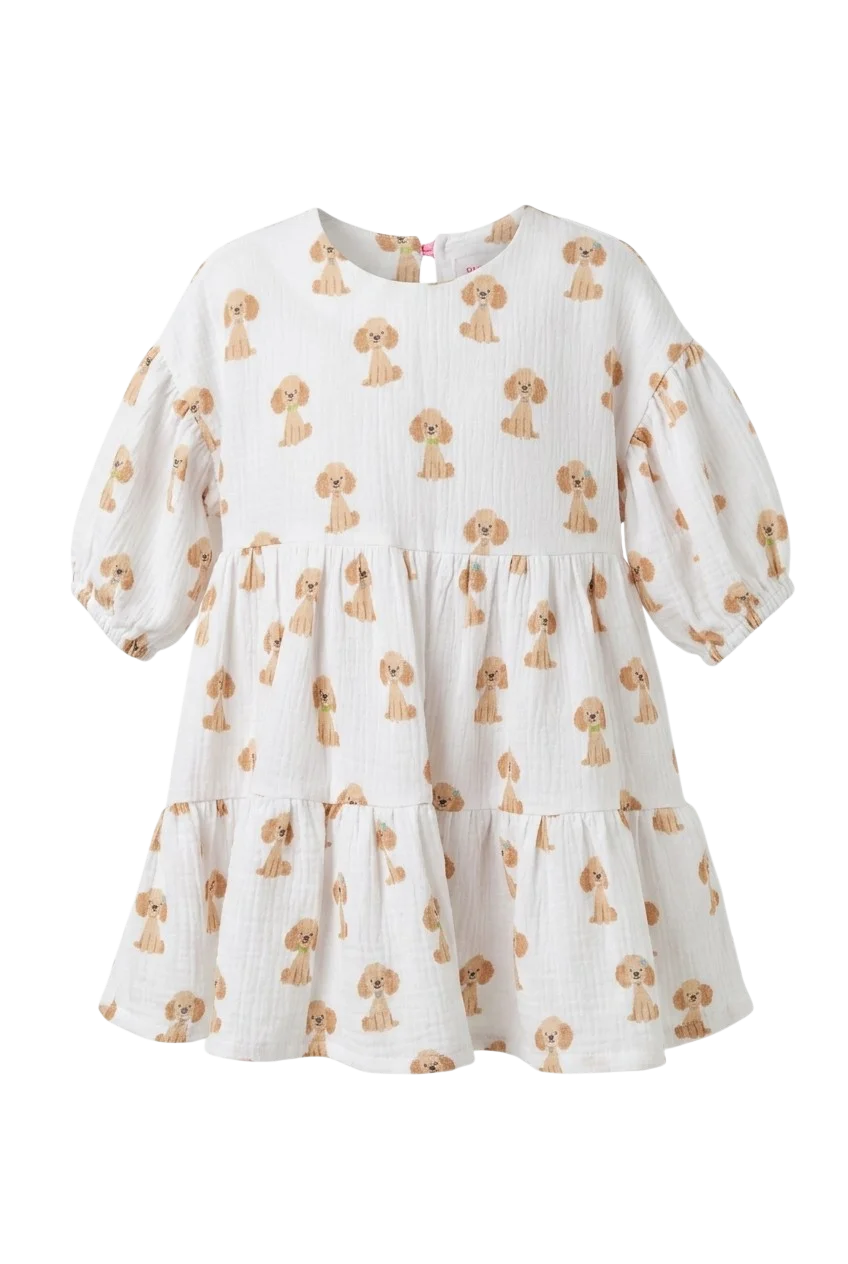 Sukienka z muślinu biała w pieski