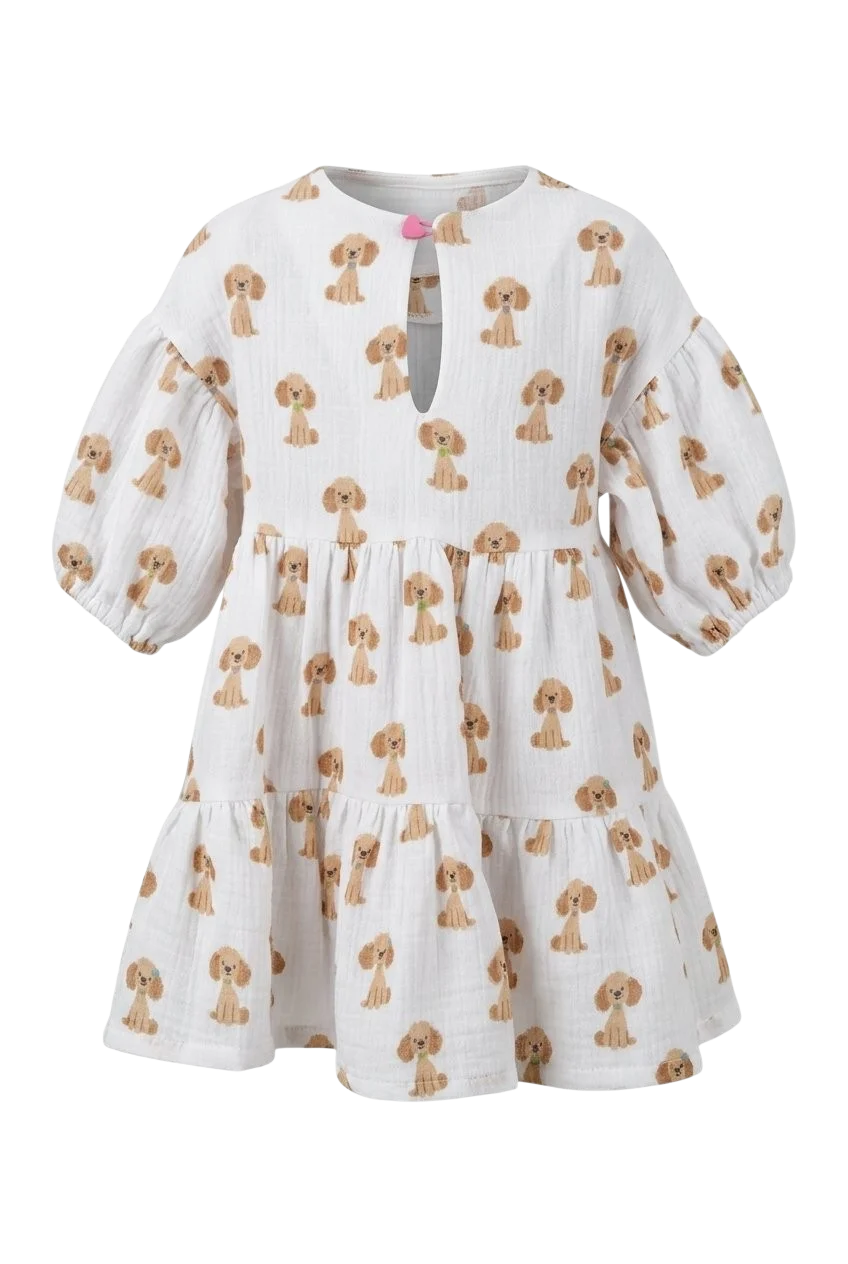 Sukienka z muślinu biała w pieski